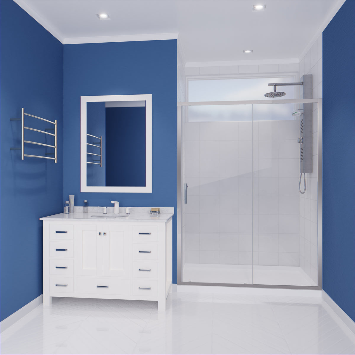 Anzzi Halberd 60 in. x 72 in. Framed Shower Door with TSUNAMI GUARD SD-AZ052-02