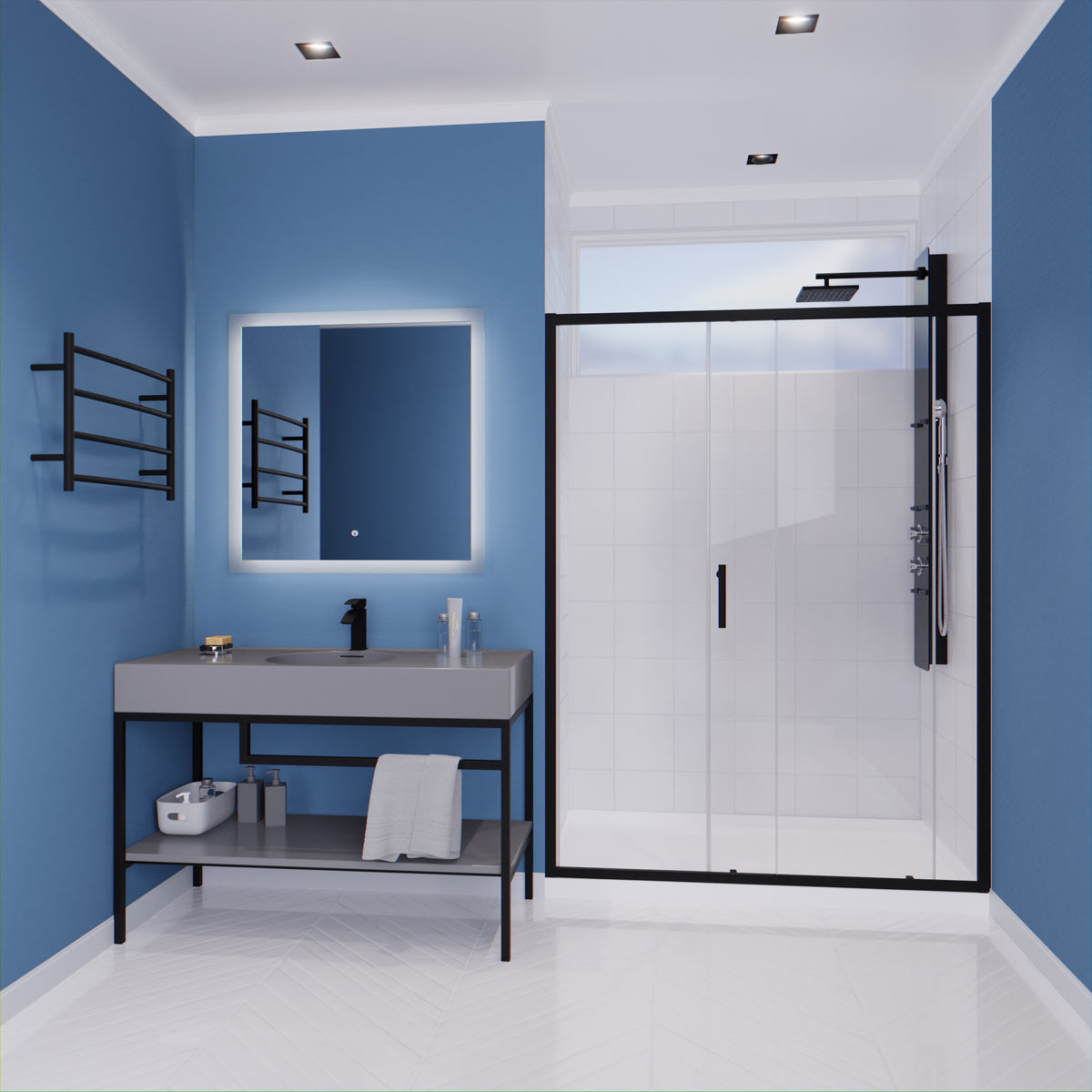 Anzzi Halberd 60 in. x 72 in. Framed Shower Door with TSUNAMI GUARD SD-AZ052-02