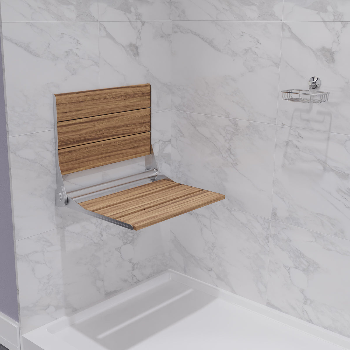 Anzzi Isle 16.7'' Teak Wall Mounted Shower Seat AC-AZ8208