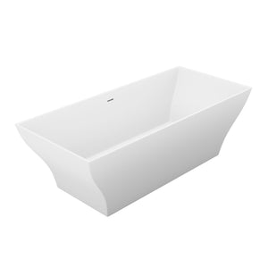 Anzzi Kayenge 5.9 ft. Solid Surface Center Drain Freestanding Bathtub in Matte White FT-AZ8419