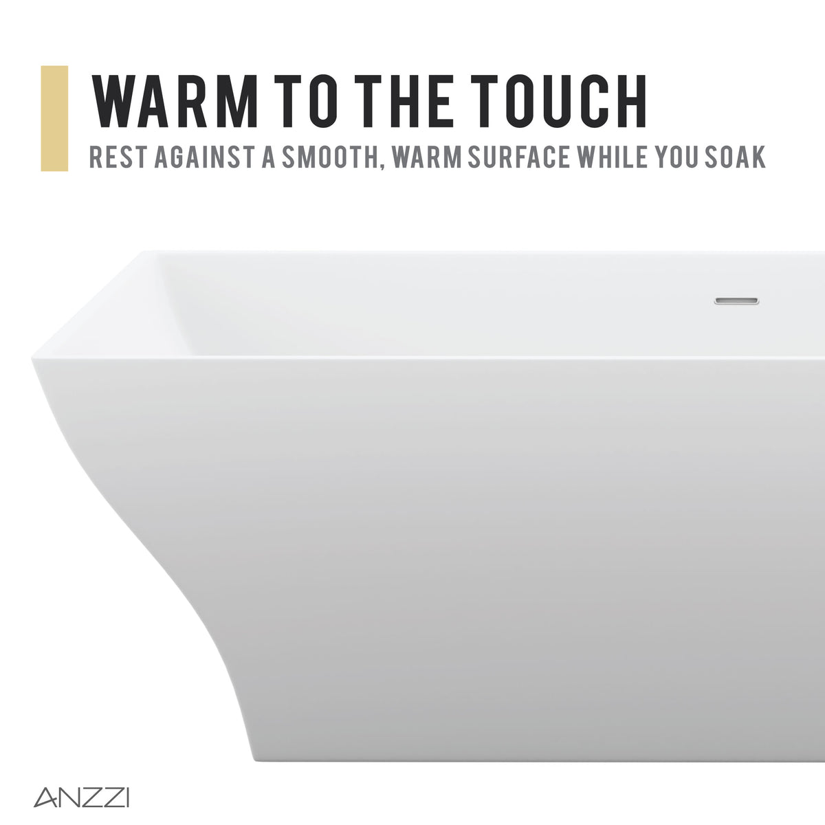 Anzzi Kayenge 5.9 ft. Solid Surface Center Drain Freestanding Bathtub in Matte White FT-AZ8419