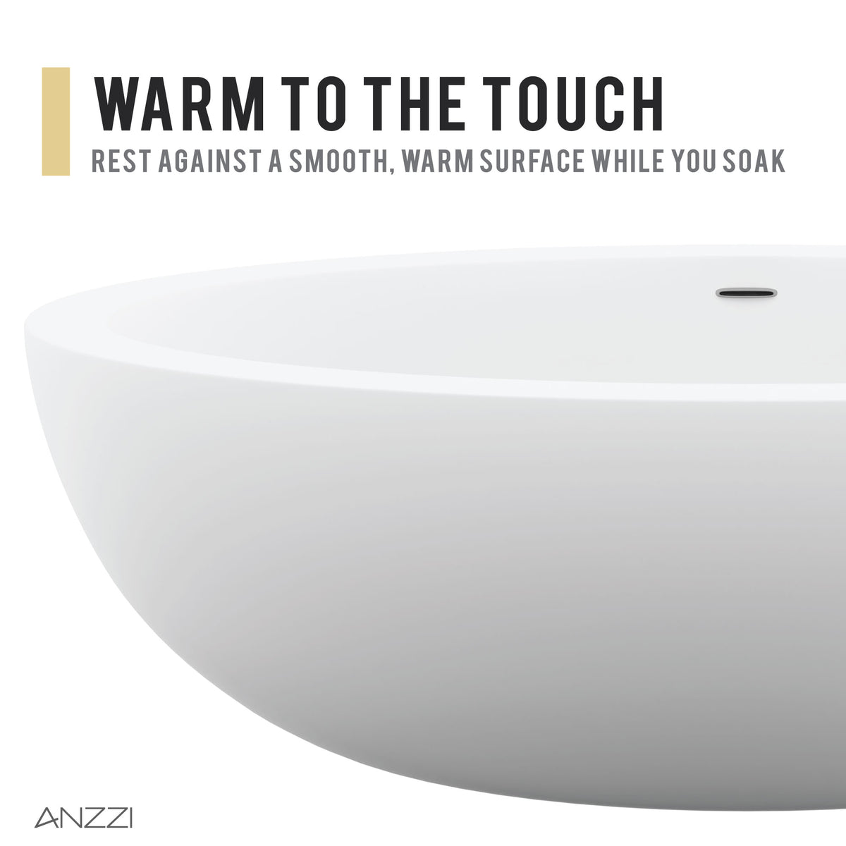 Anzzi Kekehun 6.3 ft. Solid Surface Center Drain Freestanding Bathtub in Matte White FT-AZ8415