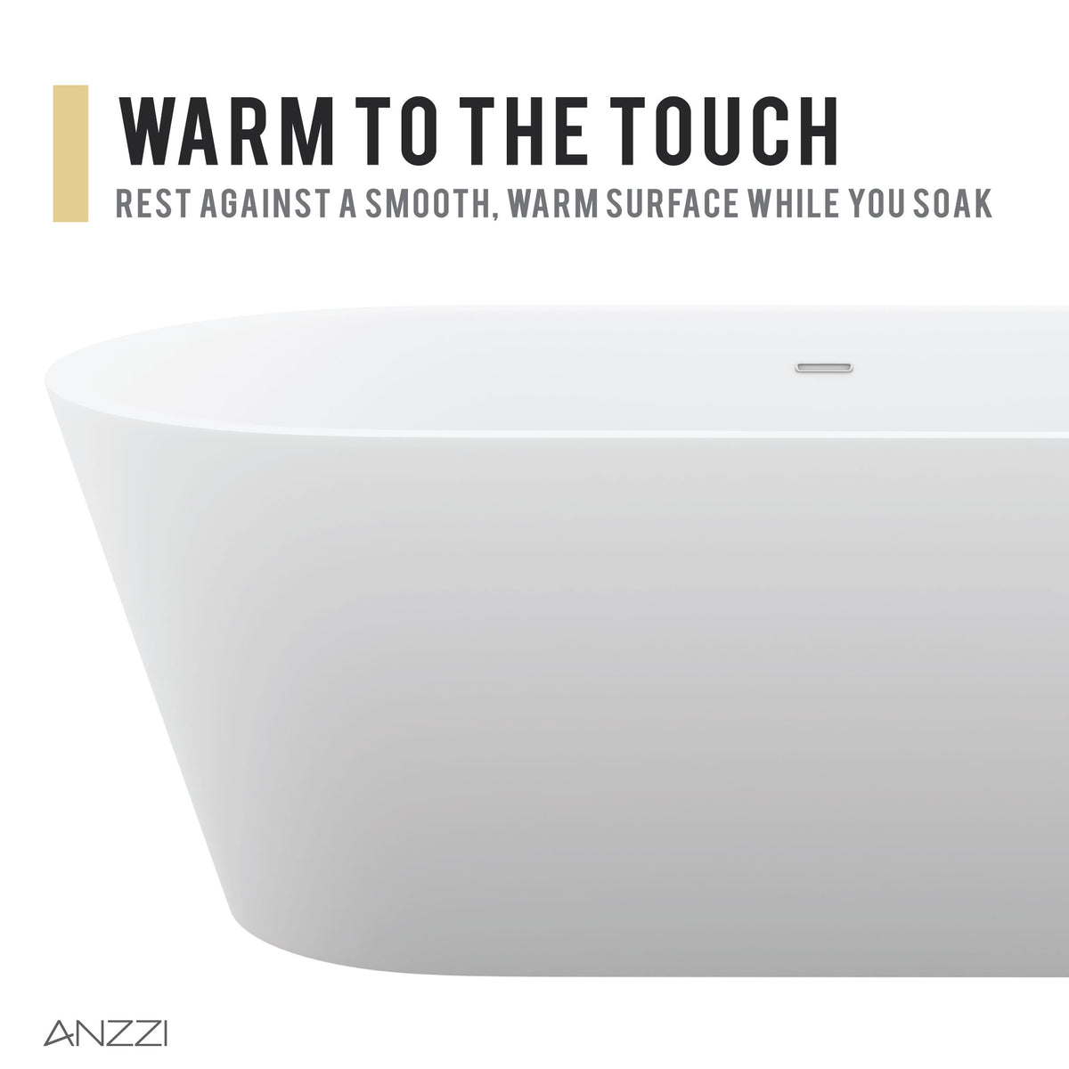 Anzzi Kosima 5.6 ft. Solid Surface Center Drain Freestanding Bathtub in Matte White FT-AZ8414
