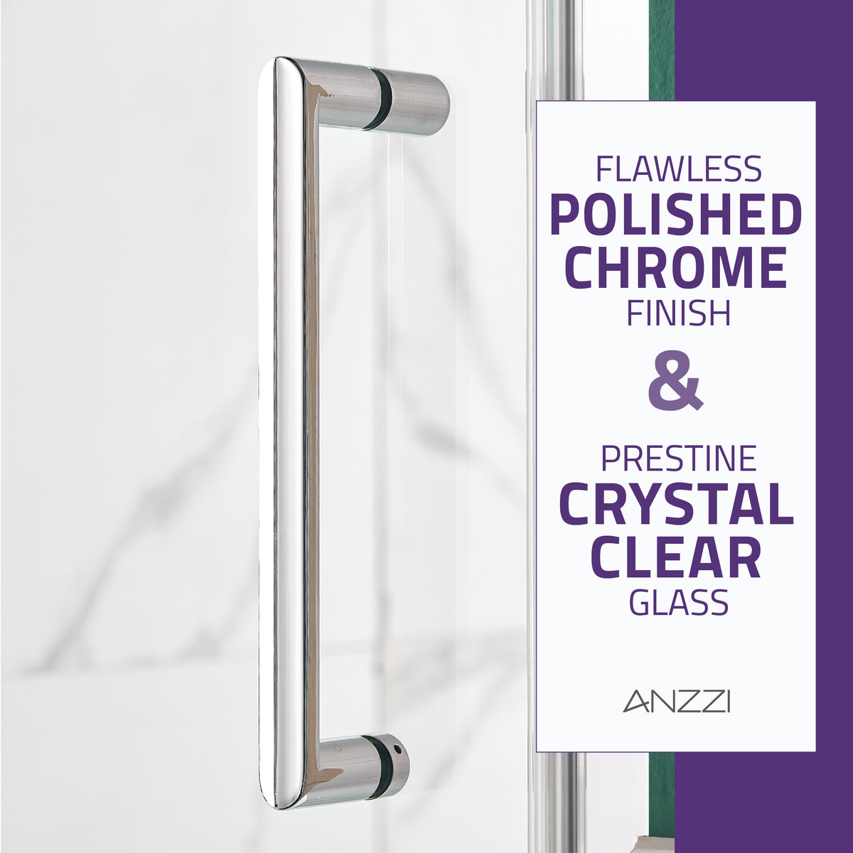 Anzzi Lancer 23 in. x 72 in. Semi-Frameless Shower Door with TSUNAMI GUARD SD-AZ051-01