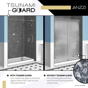 Anzzi Lancer 29 in. x 72 in. Semi-Frameless Shower Door with TSUNAMI GUARD SD-AZ051-02