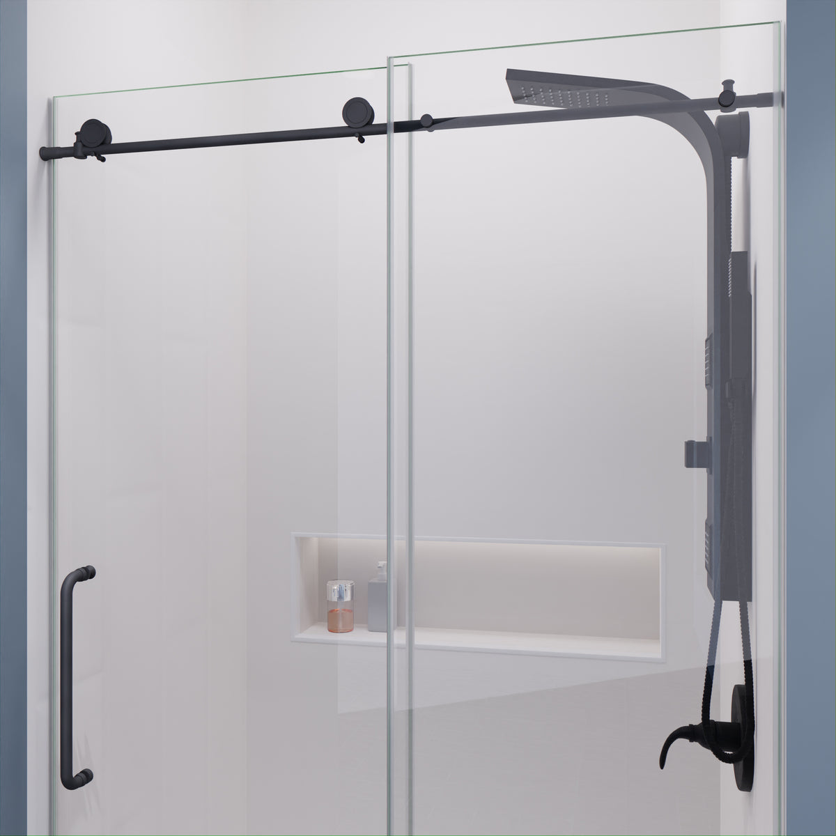 Anzzi Leon Series 48 in. by 76 in. Frameless Sliding Shower Door with Handle SD-AZ8077-01