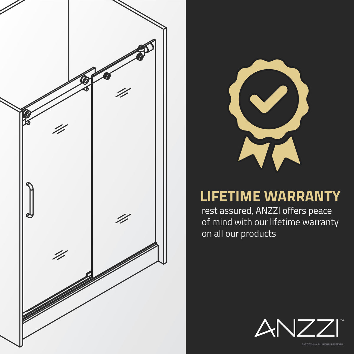 Anzzi Leon Series 48 in. by 76 in. Frameless Sliding Shower Door with Handle SD-AZ8077-01