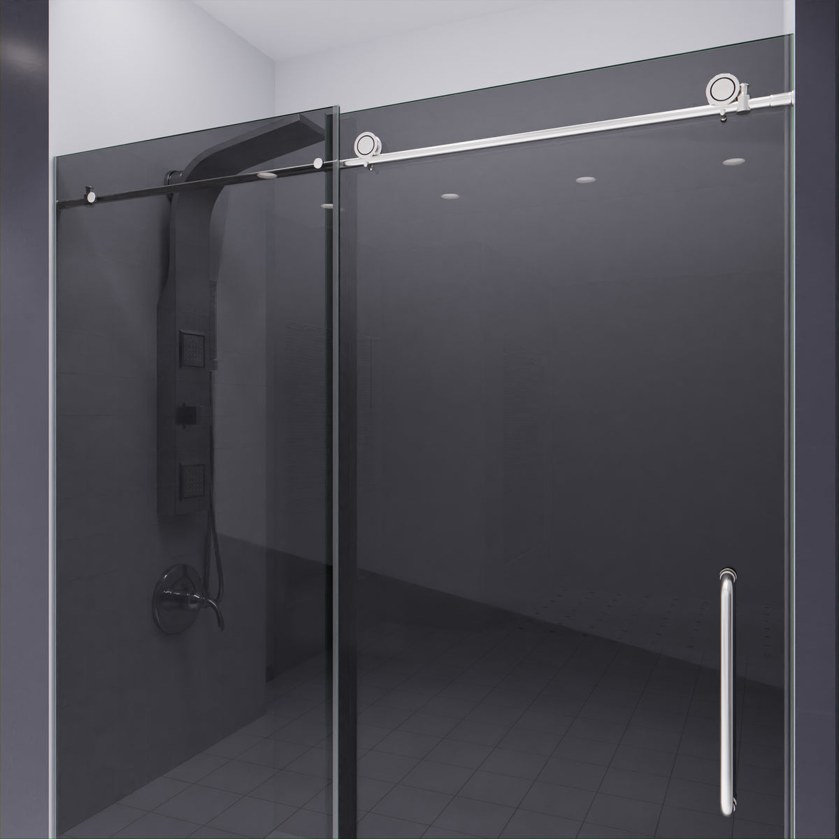 Anzzi Leon Series 60 in. by 76 in. Frameless Sliding Shower Door with Handle SD-AZ8077-02