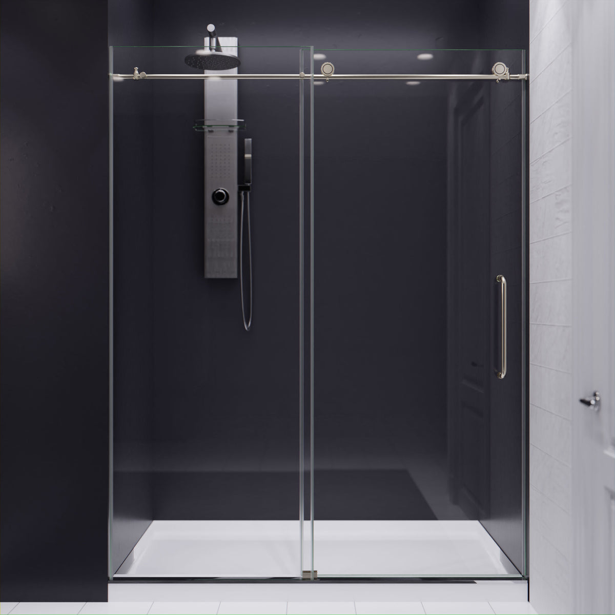 Anzzi Leon Series 60 in. by 76 in. Frameless Sliding Shower Door with Handle SD-AZ8077-02