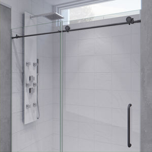 Anzzi Leon Series 60 in. by 76 in. Frameless Sliding Shower Door with Handle SD-AZ8077-02