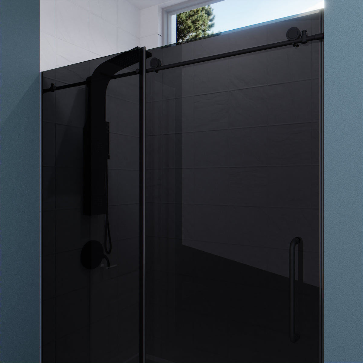 Anzzi Leon Series 60 in. by 76 in. Frameless Sliding Shower Door with Handle SD-AZ8077-02