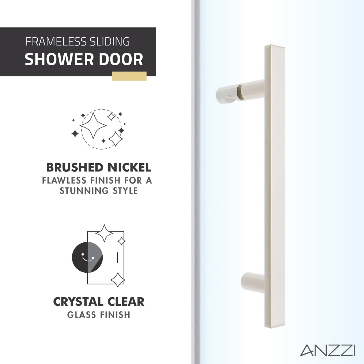 Anzzi Longboat Series 60 in. x 76 in. Semi-Frameless Shower Door with TSUNAMI GUARD SD-AZ055-01