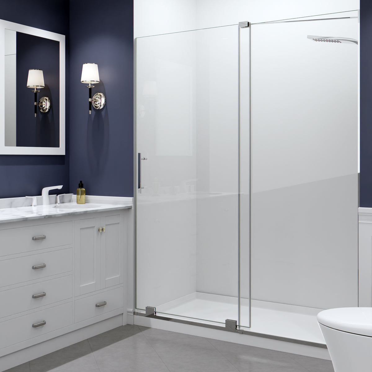Anzzi Longboat Series 60 in. x 76 in. Semi-Frameless Shower Door with TSUNAMI GUARD SD-AZ055-01