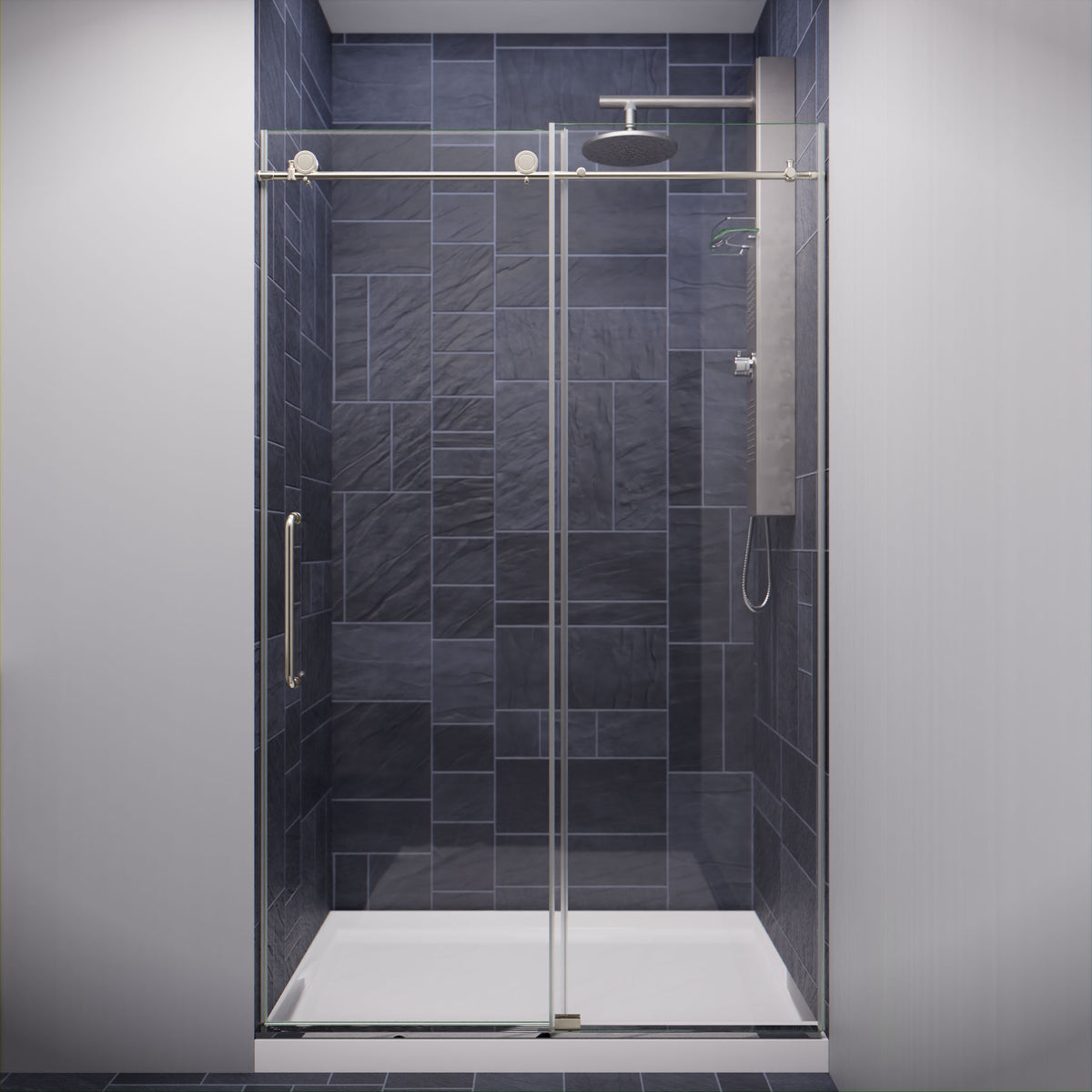 Anzzi Madam Series 48 in. by 76 in. Frameless Sliding Shower Door with Handle SD-AZ13-01