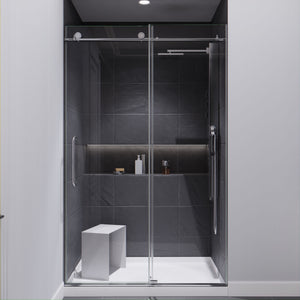 Anzzi Madam Series 48 in. by 76 in. Frameless Sliding Shower Door with Handle SD-AZ13-01