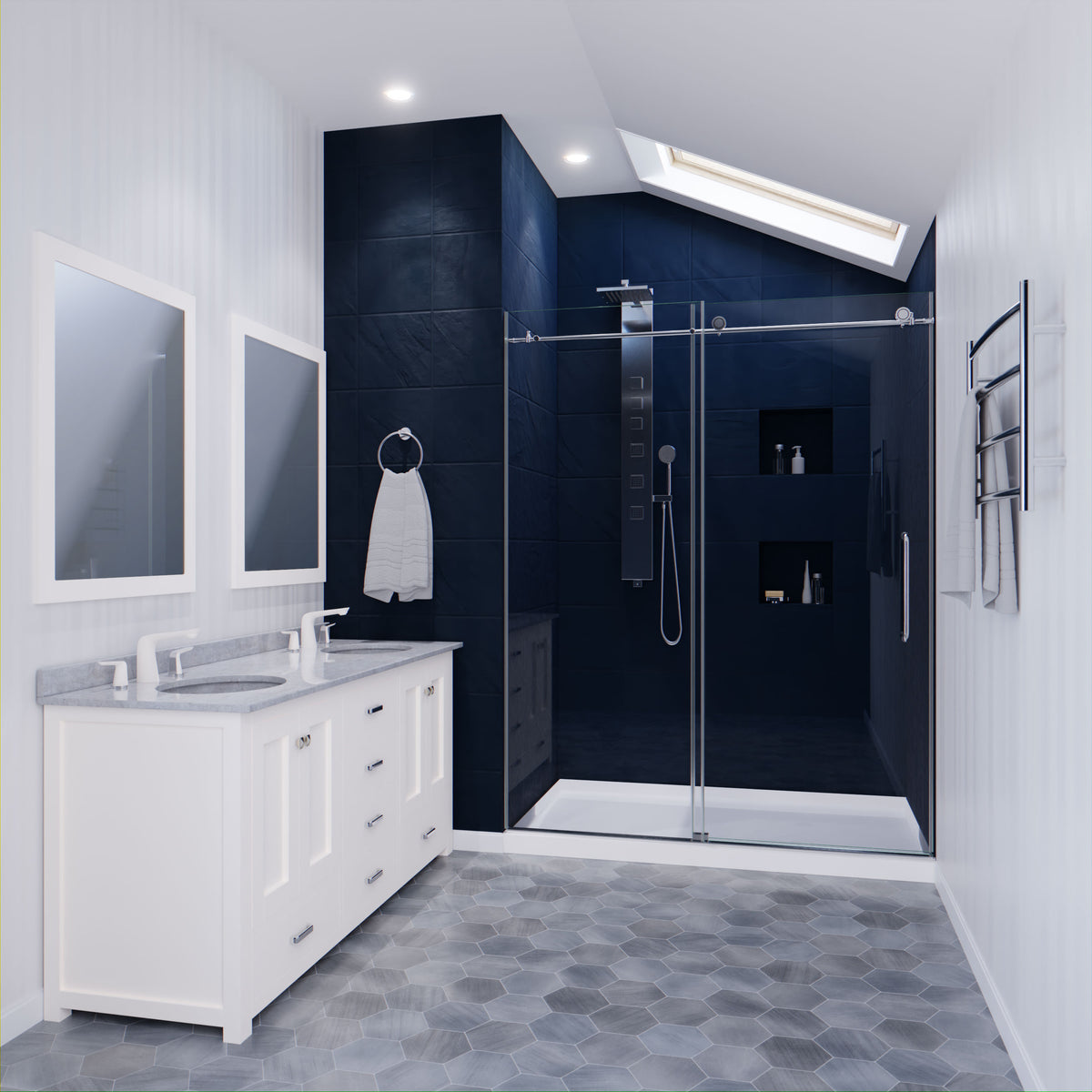 Anzzi Madam Series 60 in. by 76 in. Frameless Sliding Shower Door with Handle SD-AZ13-02