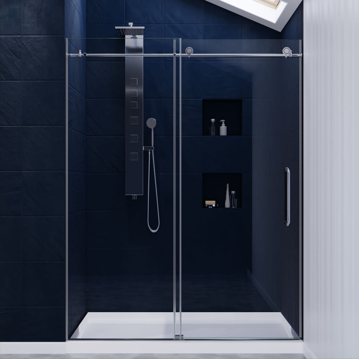 Anzzi Madam Series 60 in. by 76 in. Frameless Sliding Shower Door with Handle SD-AZ13-02