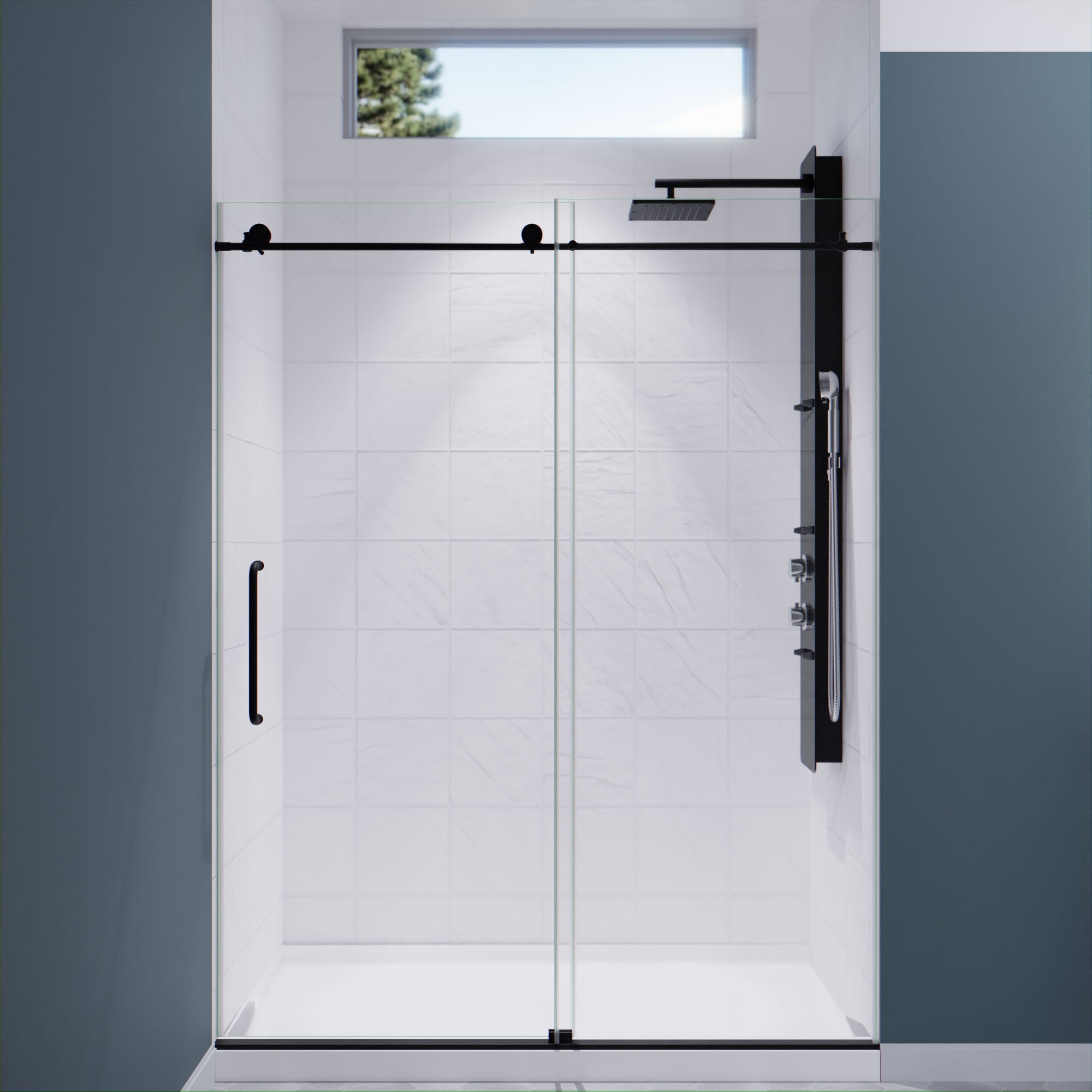 Anzzi Madam Series 60 in. by 76 in. Frameless Sliding Shower Door with Handle SD-AZ13-02