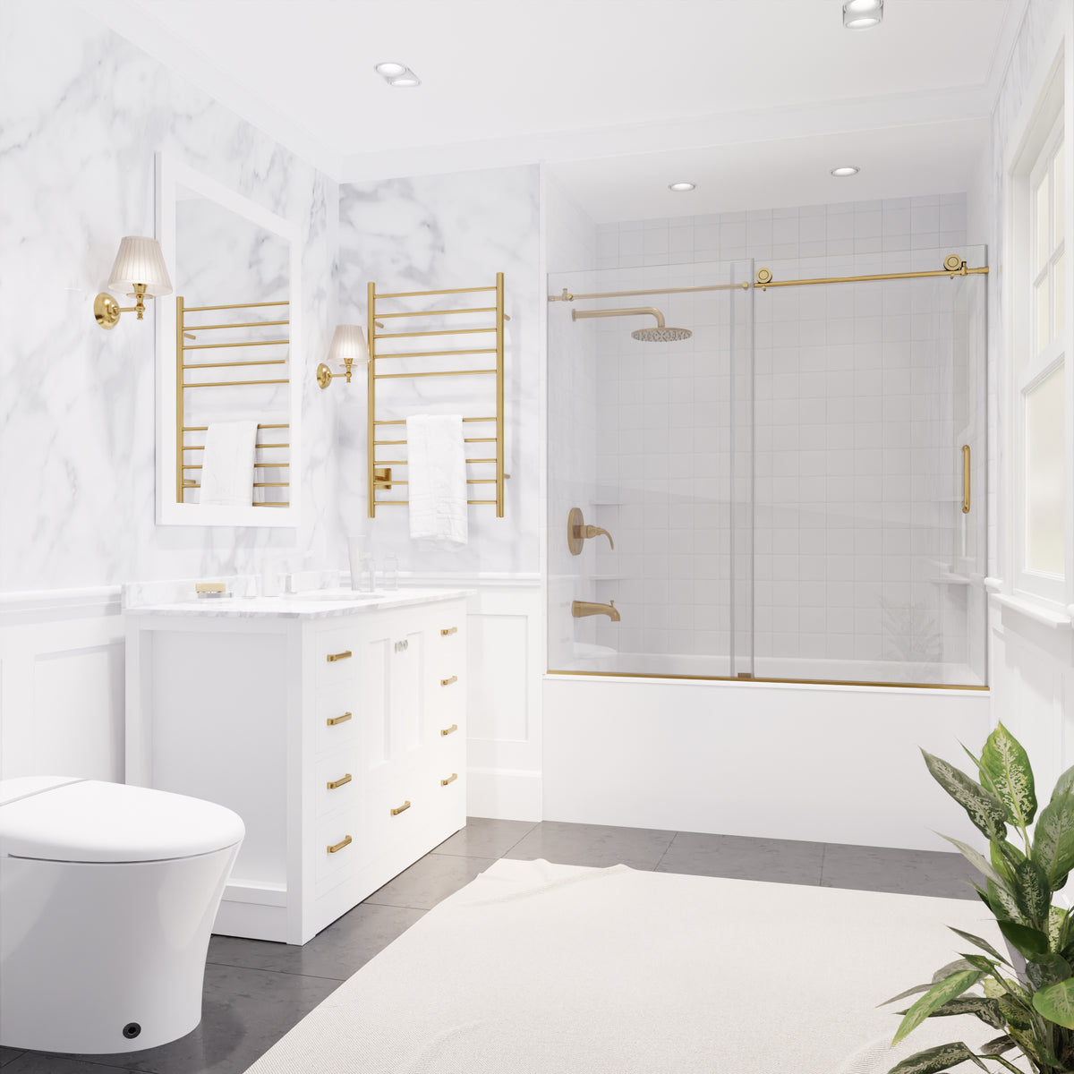 Anzzi Raymore Series 60 in. x 62 in. Frameless Sliding Tub Door SD-AZ8080-01