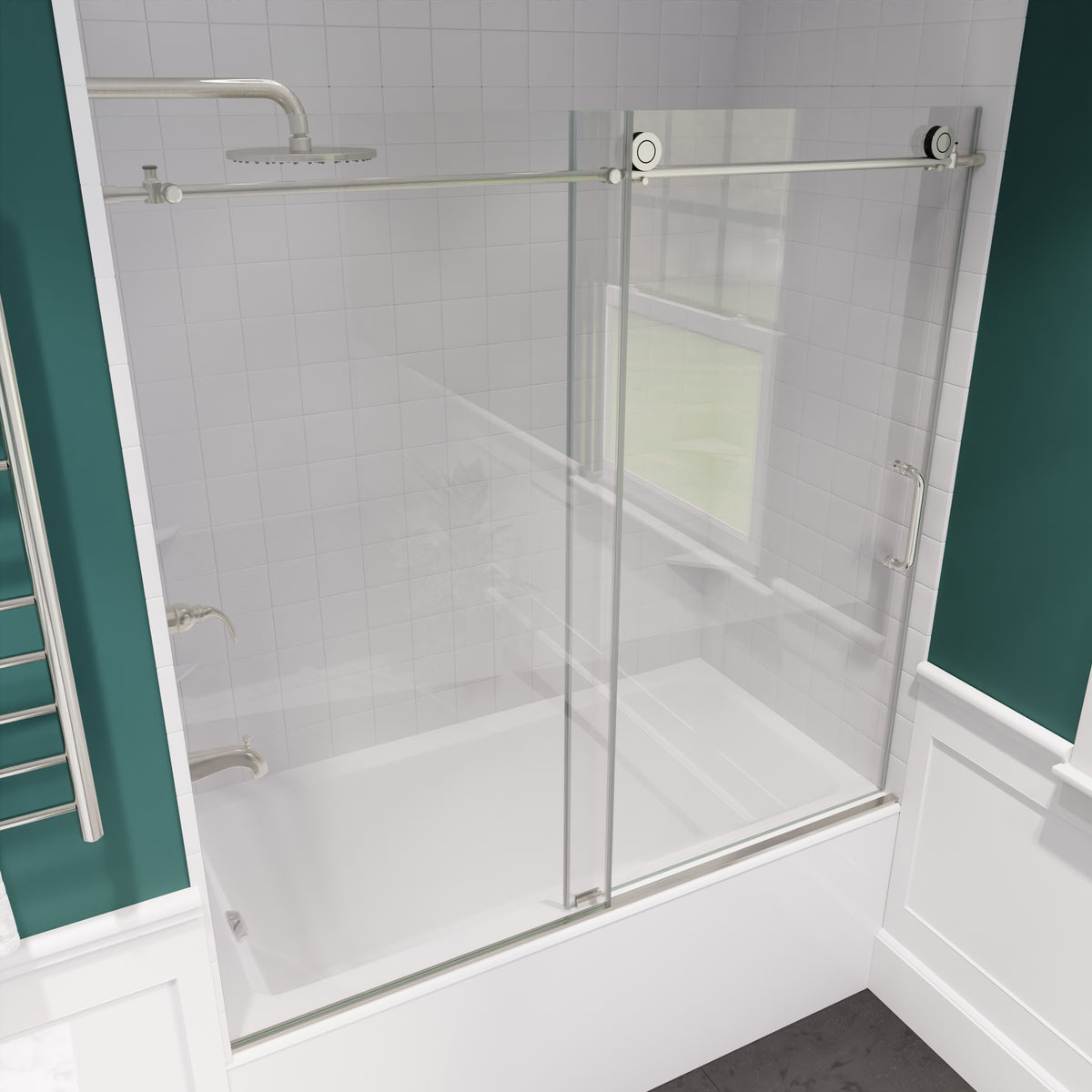 Anzzi Raymore Series 60 in. x 62 in. Frameless Sliding Tub Door SD-AZ8080-01