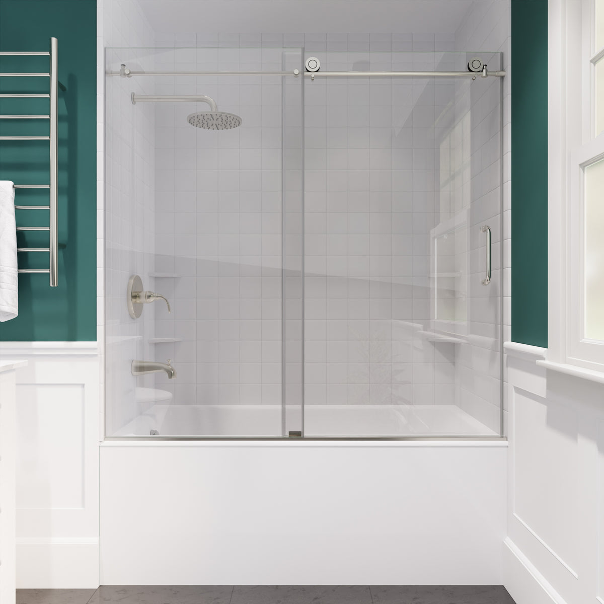 Anzzi Raymore Series 60 in. x 62 in. Frameless Sliding Tub Door SD-AZ8080-01