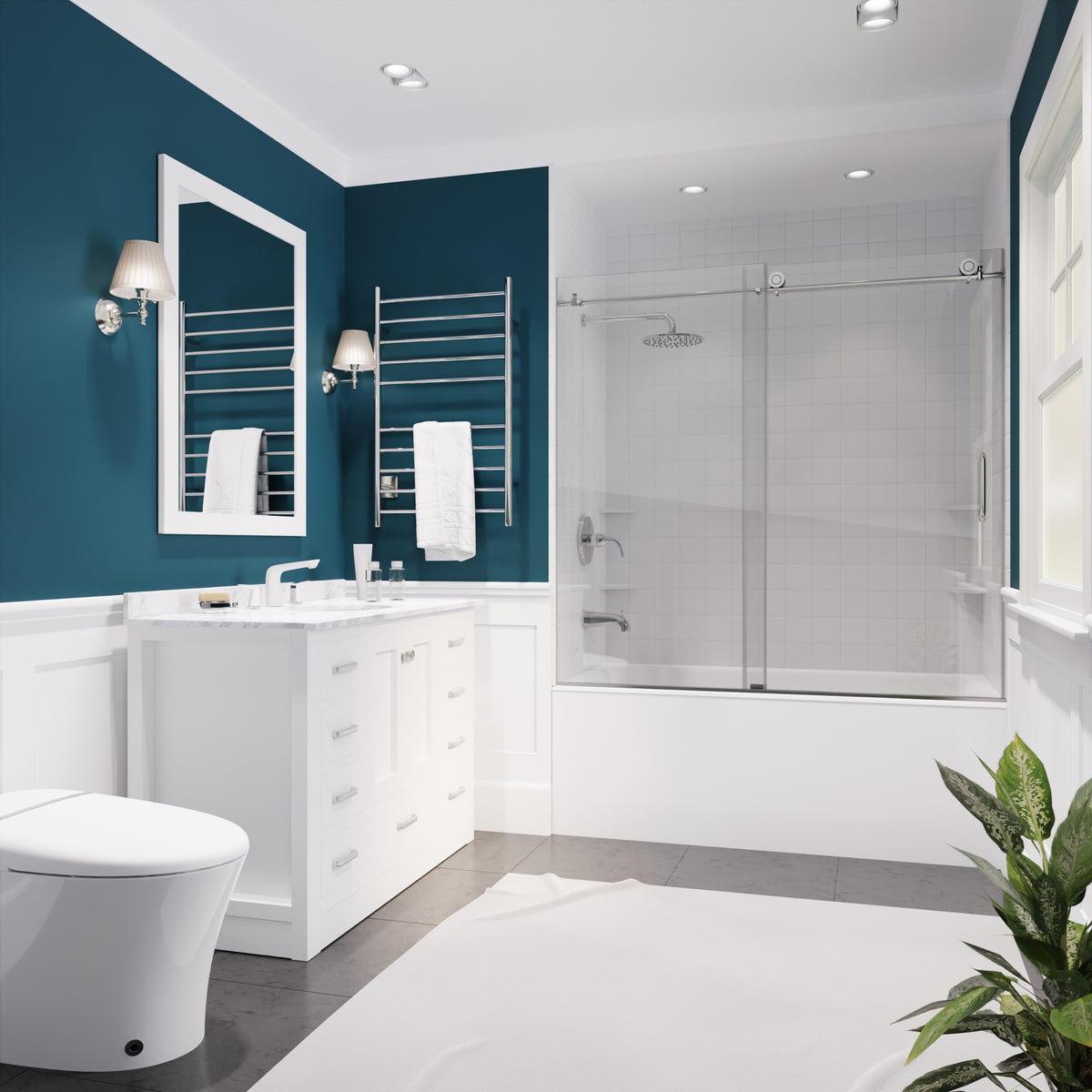 Anzzi Raymore Series 60 in. x 62 in. Frameless Sliding Tub Door SD-AZ8080-01