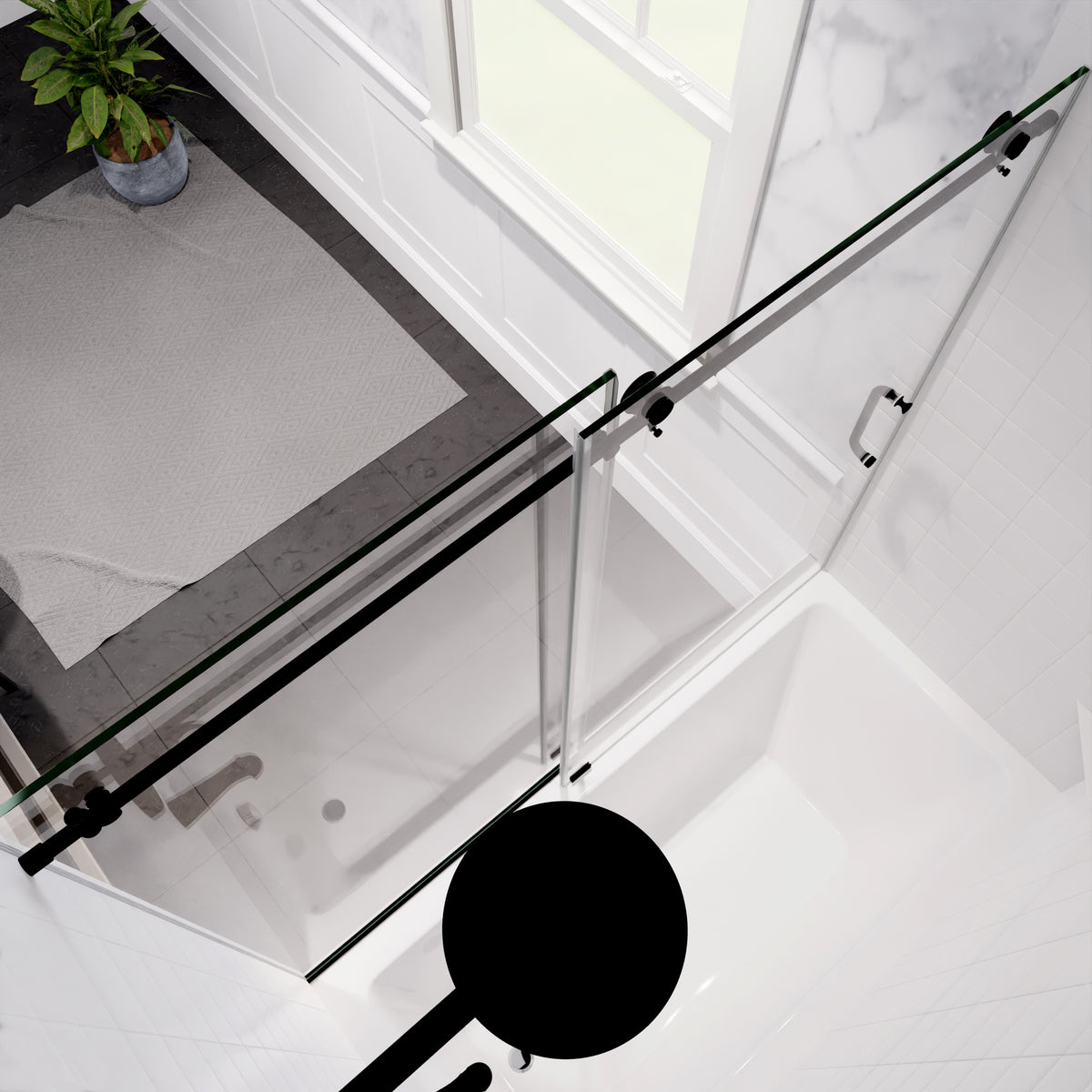 Anzzi Raymore Series 60 in. x 62 in. Frameless Sliding Tub Door SD-AZ8080-01