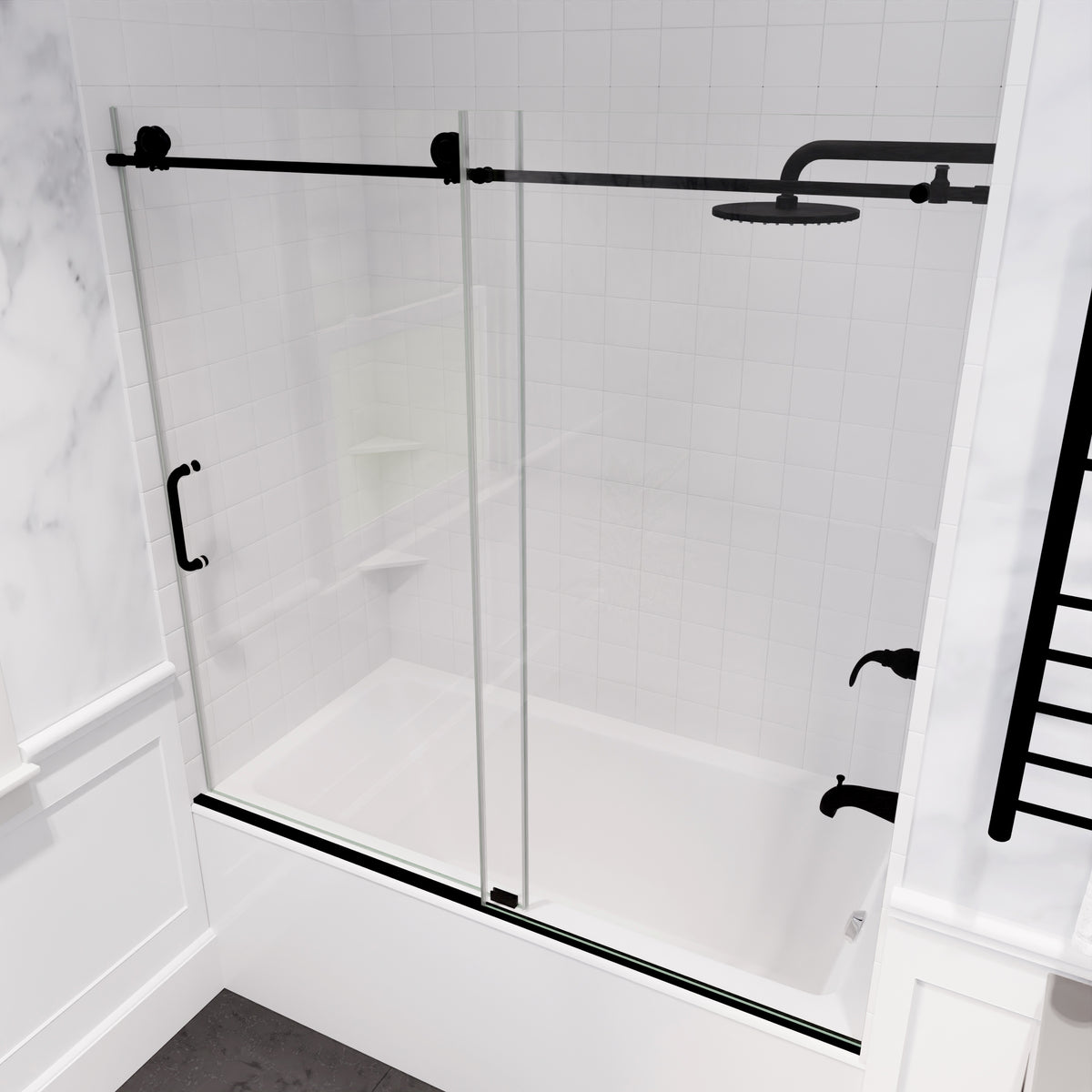 Anzzi Raymore Series 60 in. x 62 in. Frameless Sliding Tub Door SD-AZ8080-01