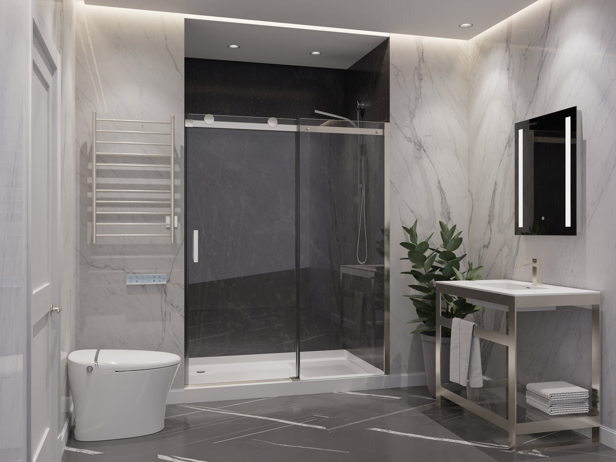 Anzzi Rhodes Series 48 in. x 76 in. Frameless Sliding Shower Door with Handle SD-FRLS05701