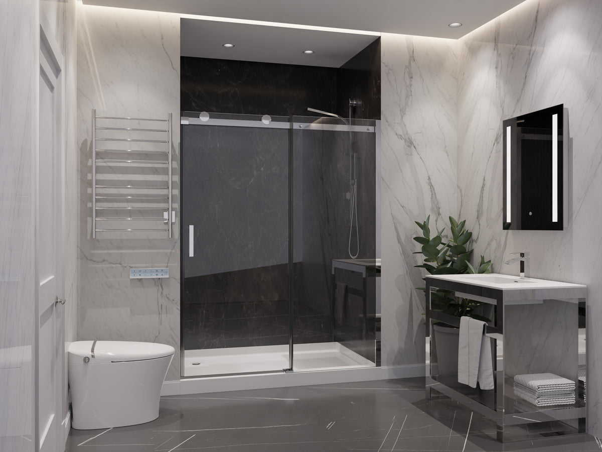 Anzzi Rhodes Series 48 in. x 76 in. Frameless Sliding Shower Door with Handle SD-FRLS05701