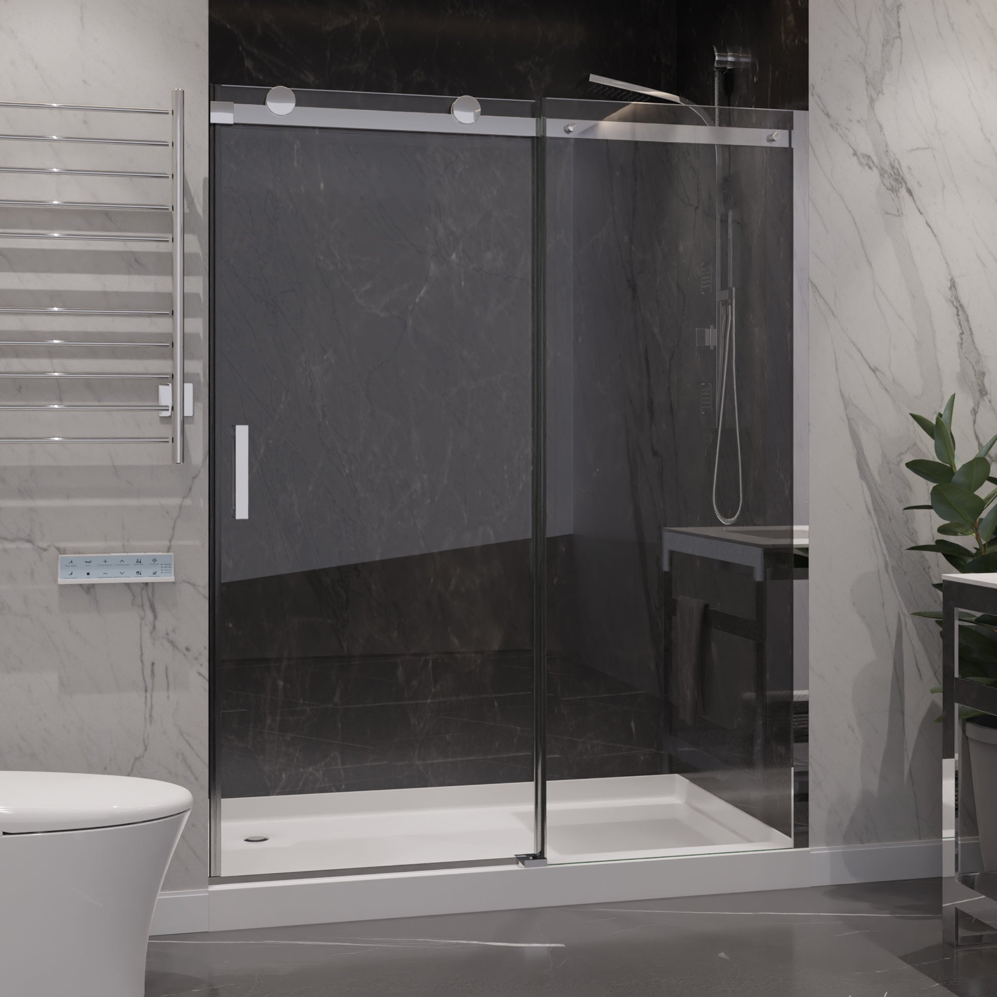 ANZZI 76 x 60 inch Frameless Tinted Shower Door in Brushed Nickel