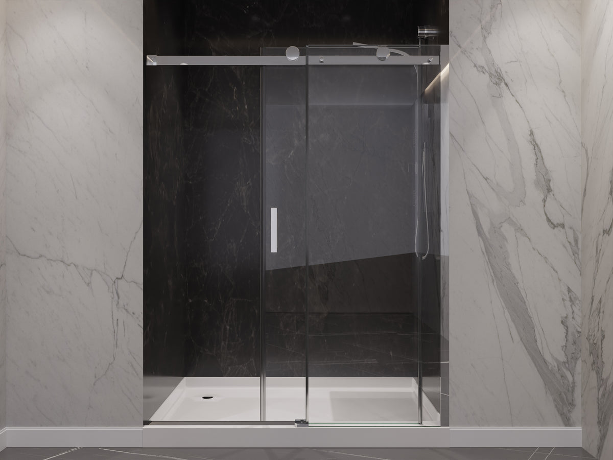 Anzzi Rhodes Series 60 in. x 76 in. Frameless Sliding Shower Door with Handle  SD-FRLS05702