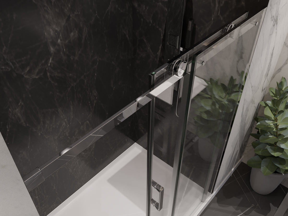 Anzzi Rhodes Series 60 in. x 76 in. Frameless Sliding Shower Door with Handle  SD-FRLS05702