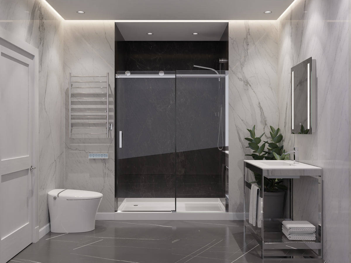 Anzzi Rhodes Series 60 in. x 76 in. Frameless Sliding Shower Door with Handle  SD-FRLS05702