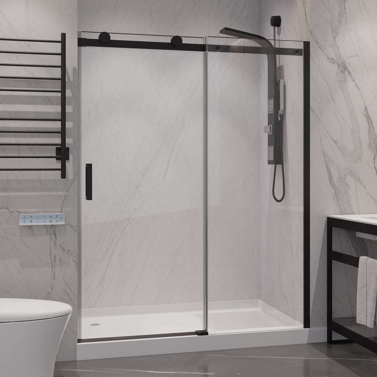 Anzzi Rhodes Series 60 in. x 76 in. Frameless Sliding Shower Door with Handle  SD-FRLS05702
