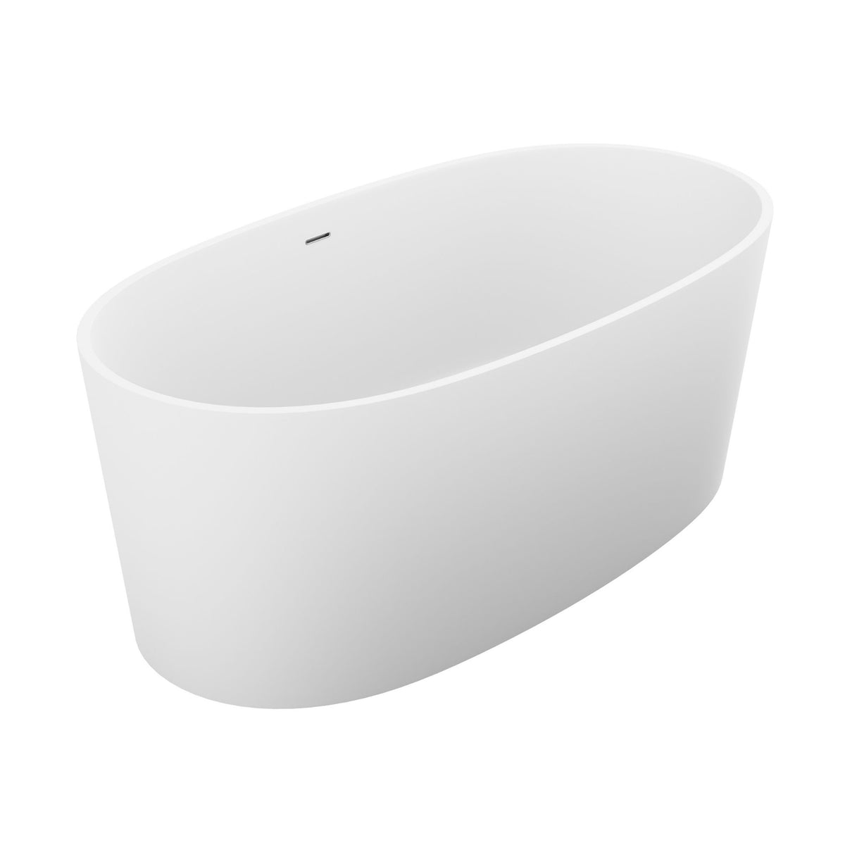 Anzzi Roccia 5.1 ft. Solid Surface Center Drain Freestanding Bathtub in Matte White FT-AZ505