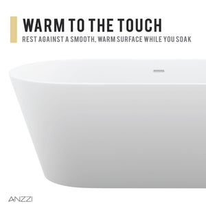 Anzzi Rossetto 5.6 ft. Solid Surface Center Drain Freestanding Bathtub in Matte White FT-AZ503