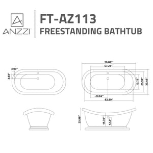 Anzzi Ruby 5.9 ft. Acrylic Flatbottom Non-Whirlpool Bathtub-White FT-AZ113