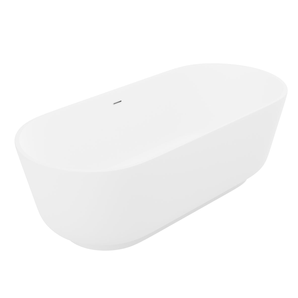 Anzzi Sabbia 5.9 ft. Solid Surface Center Drain Freestanding Bathtub in Matte White FT-AZ511