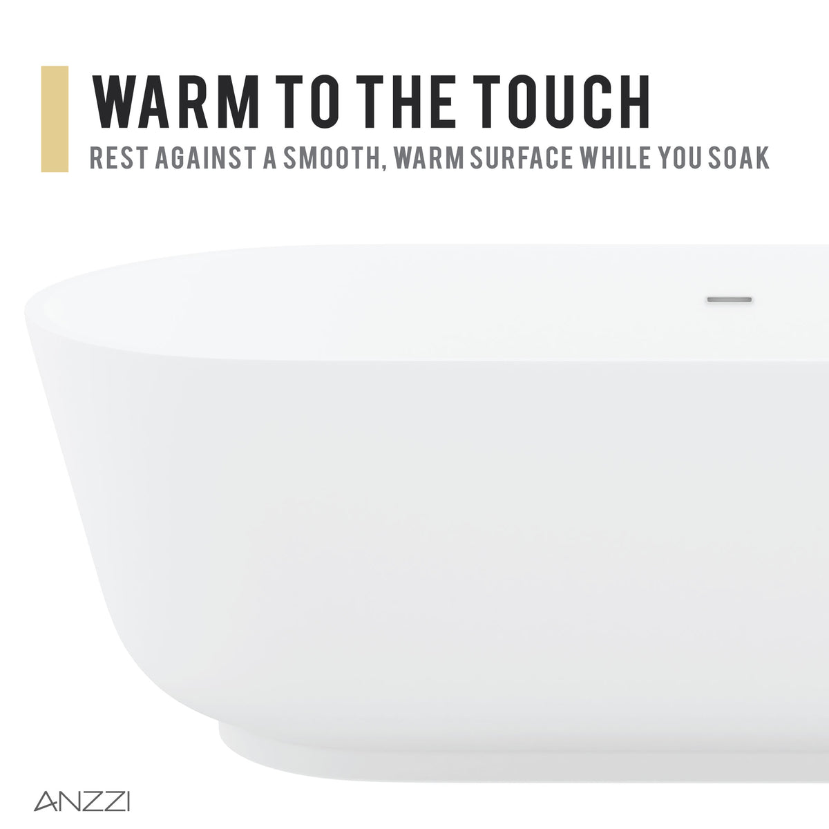 Anzzi Sabbia 5.9 ft. Solid Surface Center Drain Freestanding Bathtub in Matte White FT-AZ511