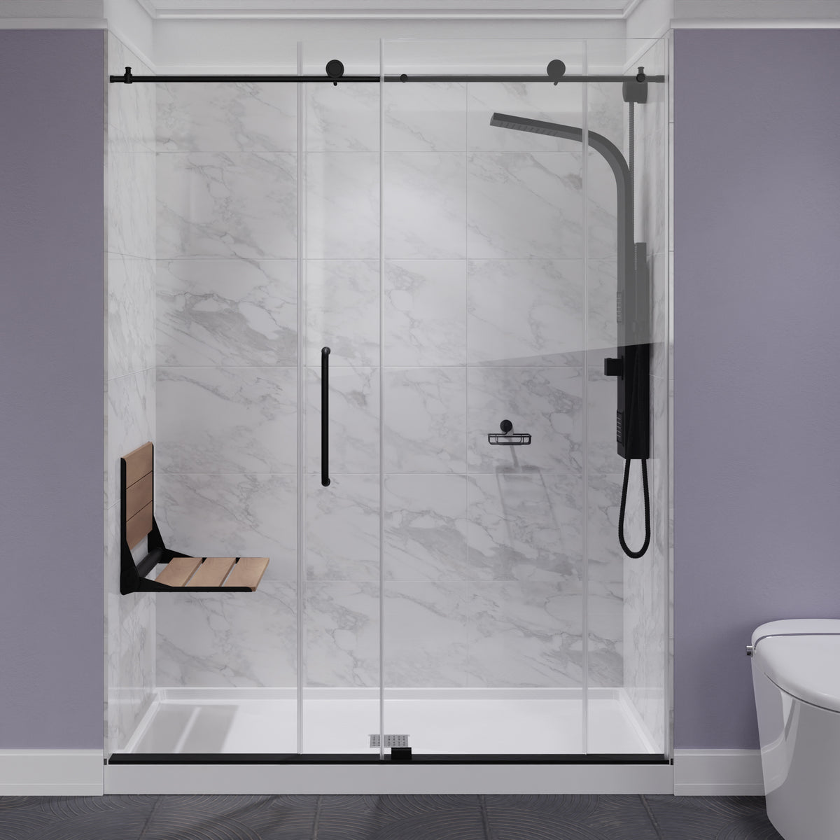 Anzzi Saxon 16.7'' Teak Wall Mounted Folding Shower Seat AC-AZ203