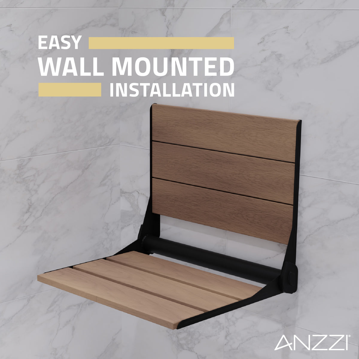 Anzzi Saxon 16.7'' Teak Wall Mounted Folding Shower Seat AC-AZ203
