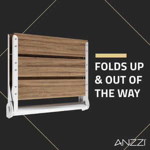 Anzzi Saxon 16.7'' Teak Wall Mounted Folding Shower Seat AC-AZ203