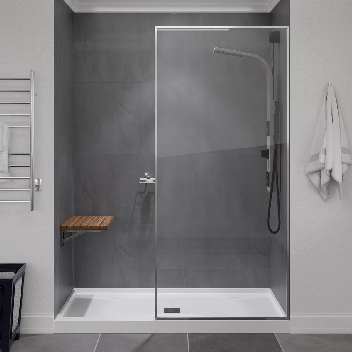 Anzzi Shoren 12.6'' Teak Wall Mounted Folding Shower Seat AC-AZ82