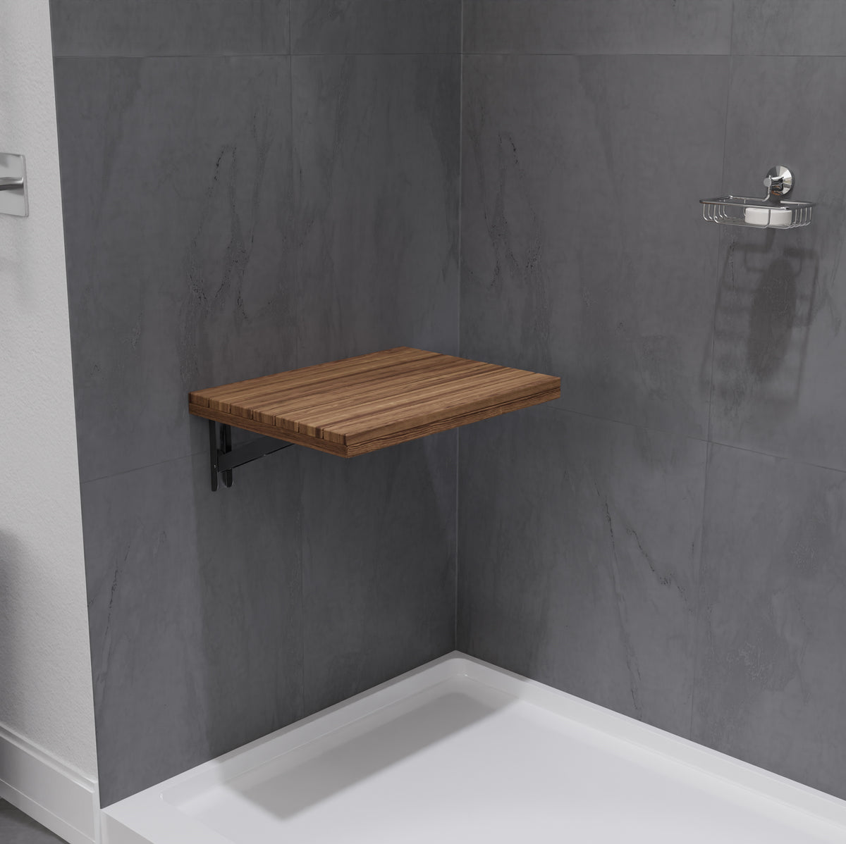 Anzzi Shoren 12.6'' Teak Wall Mounted Folding Shower Seat AC-AZ82