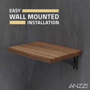Anzzi Shoren 12.6'' Teak Wall Mounted Folding Shower Seat AC-AZ82