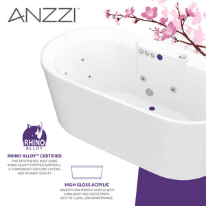Anzzi Sofi 5.6 ft. Center Drain Whirlpool and Air Bath Tub in White FT-AZ201