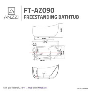 Anzzi Talyah Series 5.92 ft. Freestanding Bathtub in White FT-AZ090