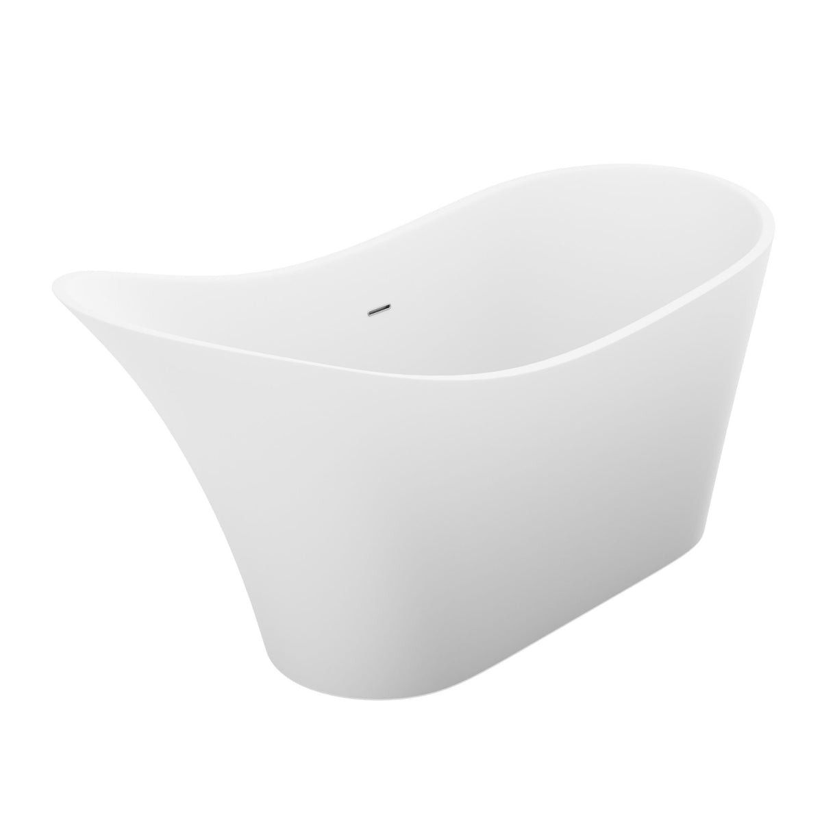 Anzzi Tuasavi 5.6 ft. Solid Surface Center Drain Freestanding Bathtub in Matte White FT-AZ8418