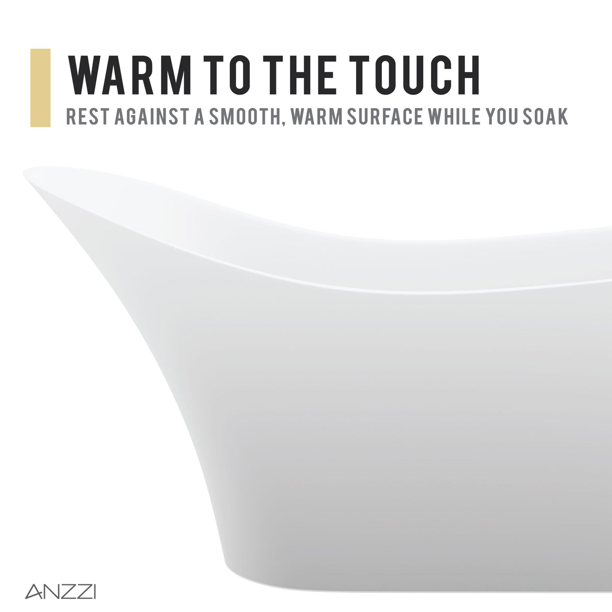 Anzzi Tuasavi 5.6 ft. Solid Surface Center Drain Freestanding Bathtub in Matte White FT-AZ8418
